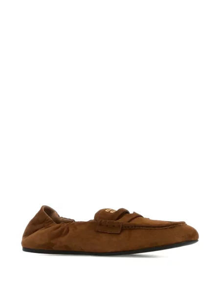 Pantofi loafer Miu Miu din piele de căprioară maro