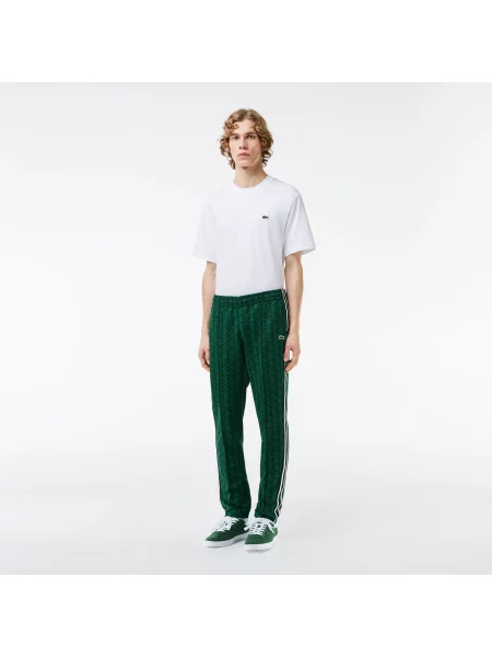 Lacoste Spodnie Dresowe Paris Monogram Jacquard brązowe