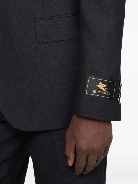 Geacă Etro cu model paisley din jacard negru