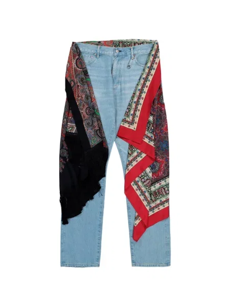 Blugi Junya Watanabe Man cu imagine cu model paisley albastru