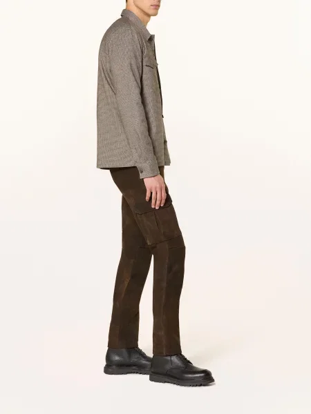 Meindl Kožené Krojové Kalhoty Island Trousers Slim Fit tmavě hnědá
