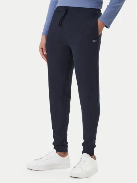 BOSS Pantaloni trening Waffle Bleumarin negru