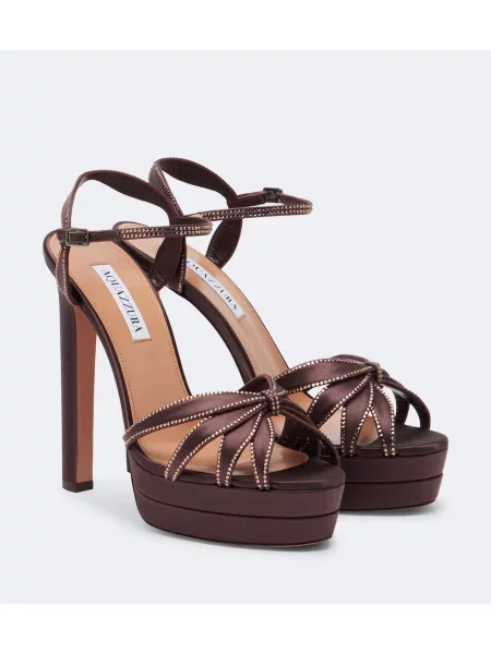 Sandale Aquazzura din satin cu platformă maro