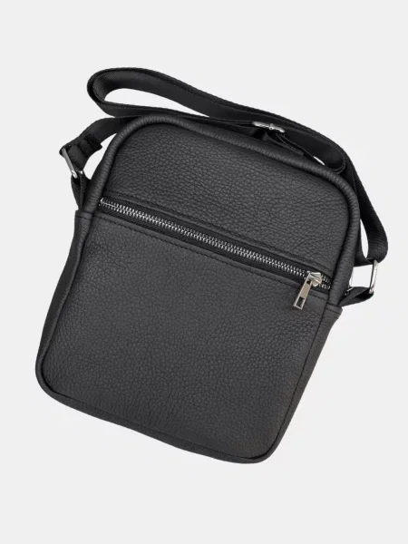 Кожаная сумка через плечо Famk черная