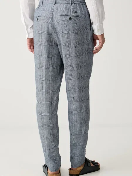 Tommy Hilfiger spodnie garniturowe lniane NEW YORK granatowe