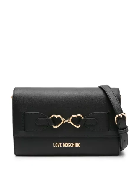 Geantă Love Moschino din piele cu autograf negru