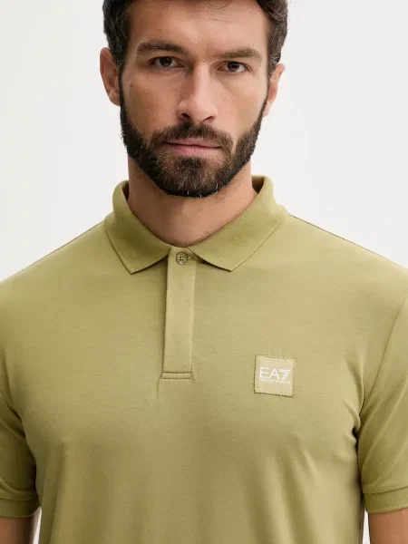 Однотонное поло Ea7 Emporio Armani зеленое