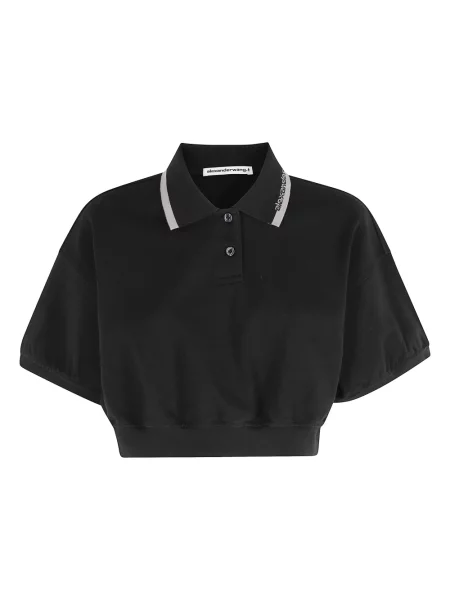 Koszulka polo Alexander Wang ze sznurkiem czarna