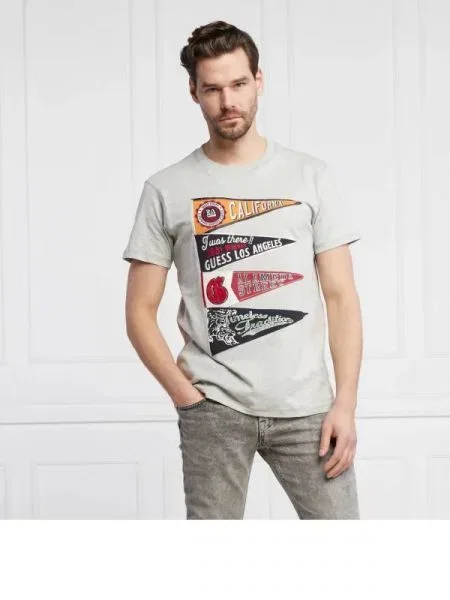 GUESS Tricou PENNANT gri