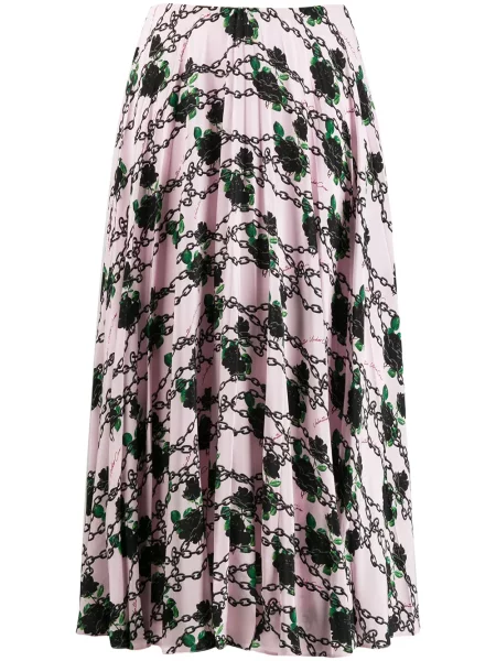 Fusta plisata Valentino Garavani de mătase plisată roz