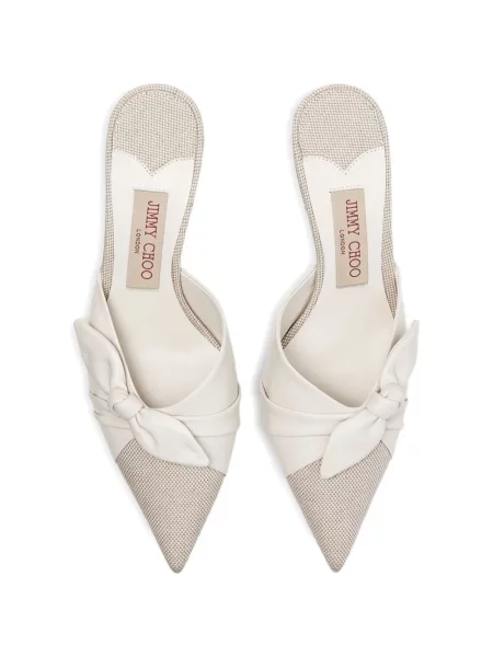 Papuci tip mules Jimmy Choo cu funde alb