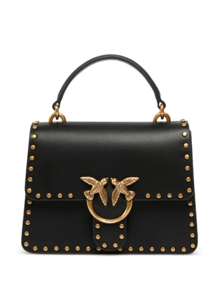 Top Pinko din piele cu tepi negru