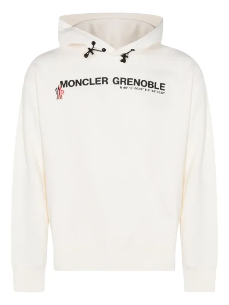 Суичър с качулка Moncler Grenoble с принт бяло