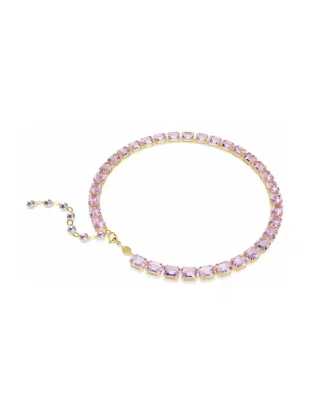 Lniany naszyjnik Swarovski z kamieniami żółty
