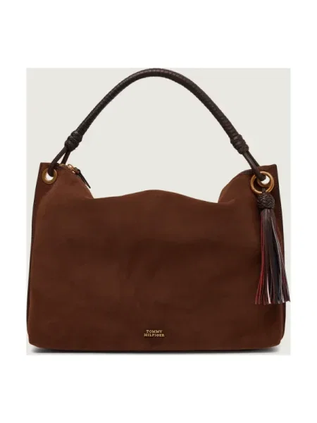 Tommy Hilfiger Geantă Th Statement Leather Bag Suede maro