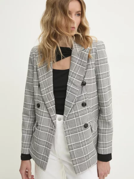 Сако Answear Lab с едно копче с десен сиво