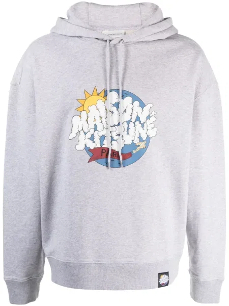 Grafic hanorac cu glugă Maison Kitsune cu imagine gri