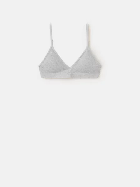 Trójkątny biustonosz basic średni Teen L MANGO TEEN szary