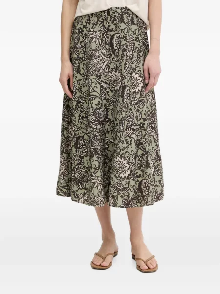 Fustă midi Marc O'polo cu model floral cu imagine evazată verde