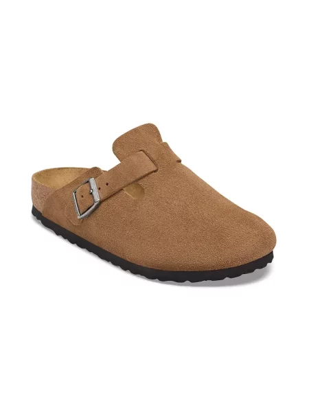 Birkenstock klapki mules zamszowe Boston Suede Leather brązowe