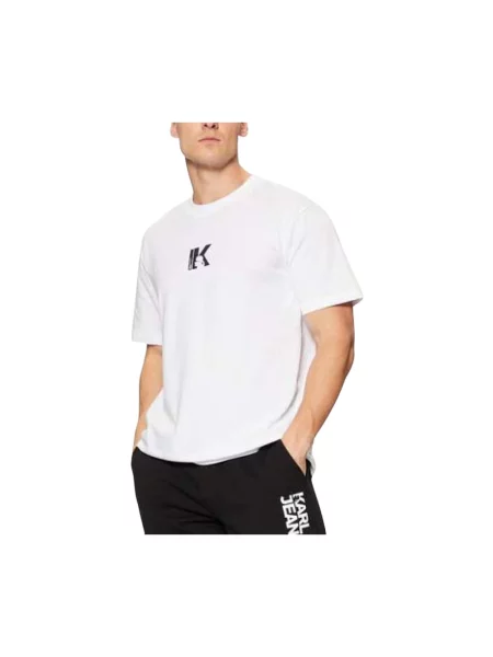 Krótka koszulka Karl Lagerfeld z krótkim rękawem z logo biała