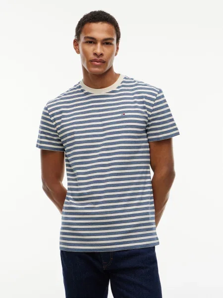 Tommy Jeans Tričko krémová / námornícka / svetlomodrá modrá
