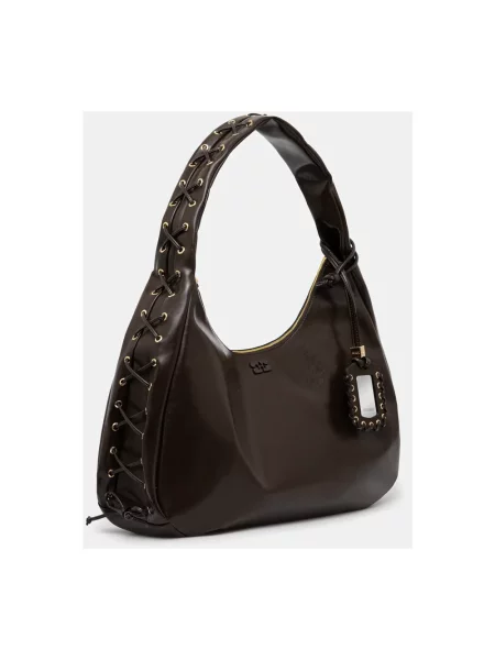 GANNI torba Hobo XXL Crinkle Oleatex brązowy