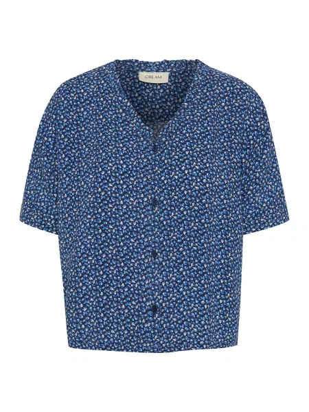 Cream Bluză Tiah albastru / bleumarin alb