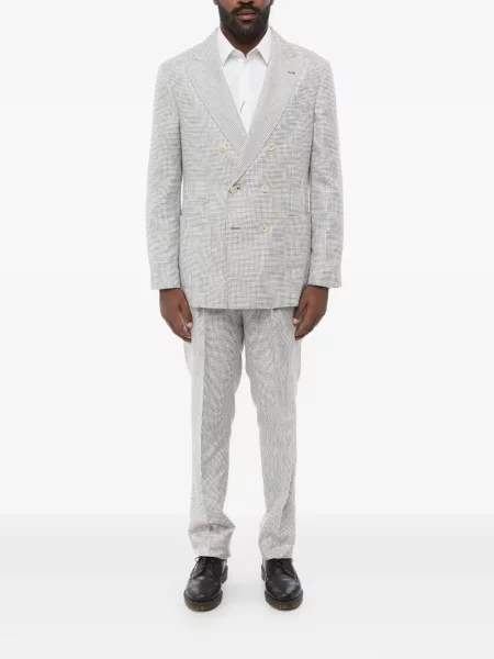Odijelo Brunello Cucinelli s houndstooth uzorkom na dvostruko kopčanje siva