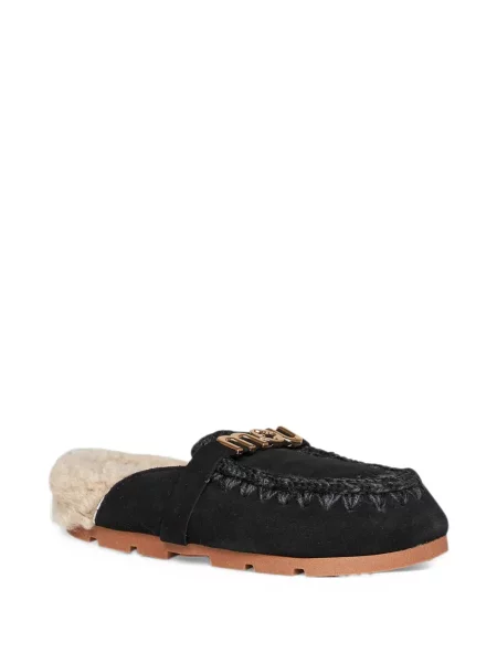 Papuci tip mules Mou fără toc din piele de oaie negru