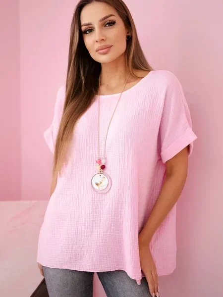 Bluză Kesi Włoski din muselină roz