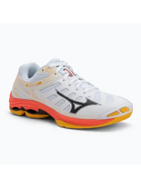 Röplabda cipő Mizuno Wave Voltage 2 fehér/tűzkorall Wave Voltage 2 narancsszínű