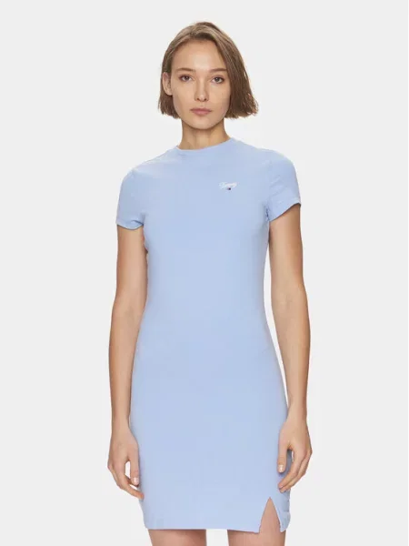 Tommy Jeans Sukienka letnia Script Błękitny niebieska