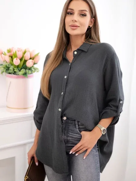 Cămașă Kesi Włoski din muselină gri