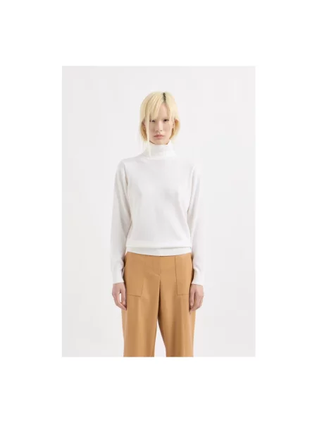 Sweter z golfem Armani Exchange wełniany z logo do golfa biały