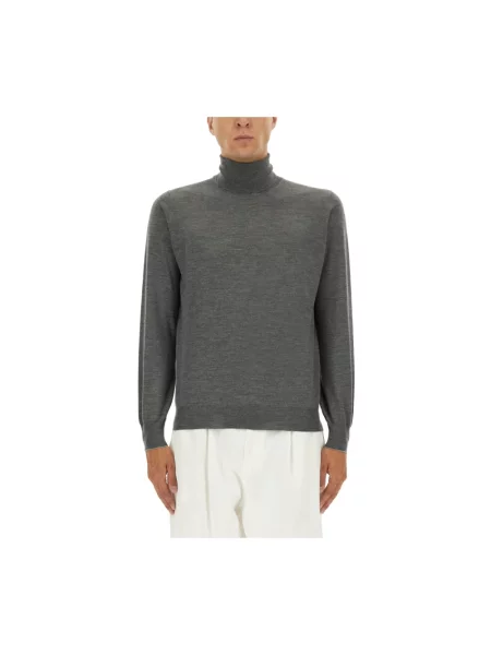 Sweter z golfem Brunello Cucinelli wełniany szary