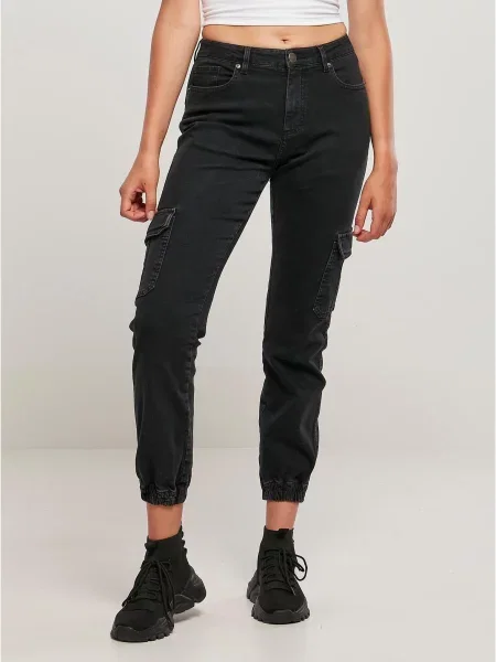 Urban Classics Rifľové kapsáče denim čierny