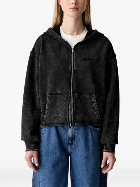 Hanorac cu glugă Karl Lagerfeld Jeans cu broderie negru