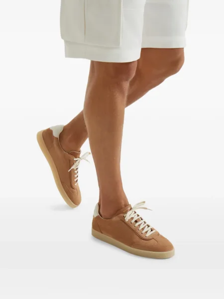 Sneakerși Brunello Cucinelli din piele de căprioară maro