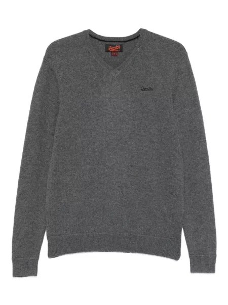 Pulover Superdry cu decolteu în V gri