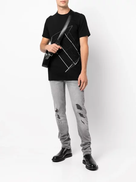 Skinny jeansy skinny Ksubi z przetarciami szare