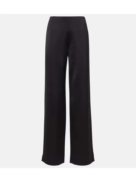 Pantaloni Toteme cu talie înaltă din satin negru