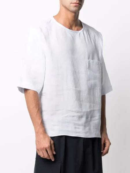 Lněné krátké tričko Dell'oglio modré