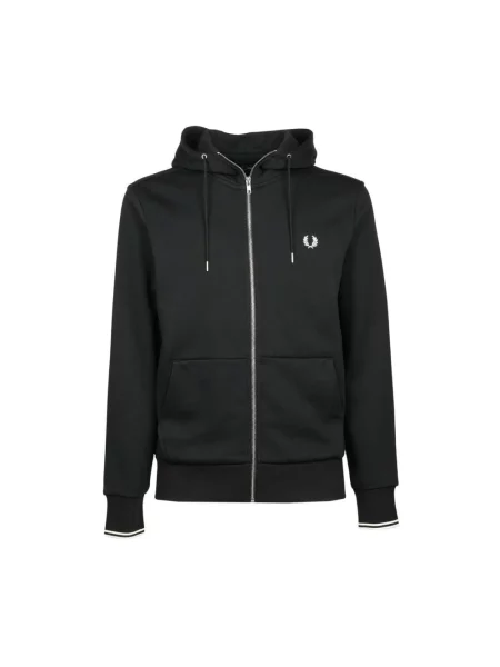 Bluza FRED PERRY Hooded Zip Through Sweatshirt Black S czarna