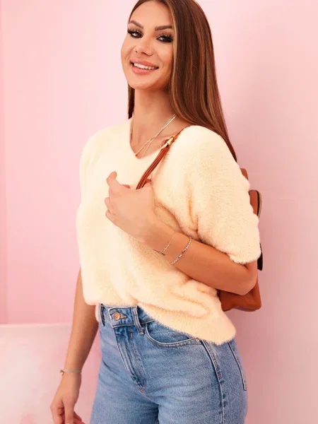 Pulover Kesi Włoski din fleece cu mâneci scurte scurt