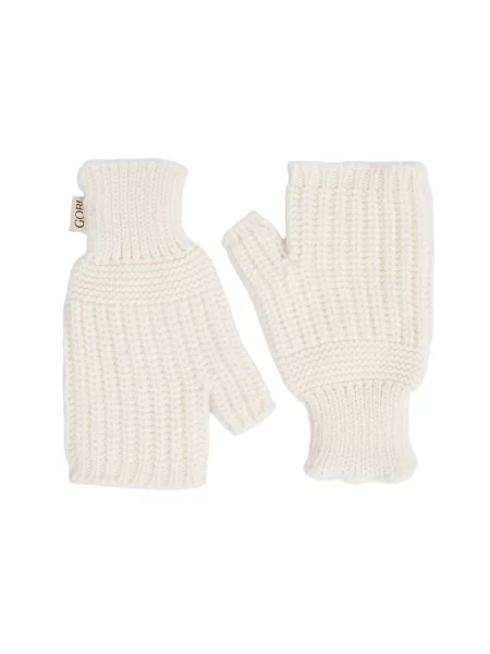 GOBI Cashmere Mănuși cu degetele goale Rib-Knit Cashmere Gloves' alb