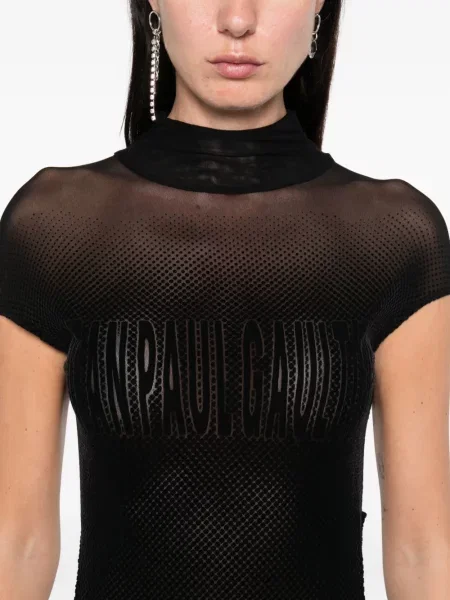 Rochie maxi Jean Paul Gaultier plasă de costum negru
