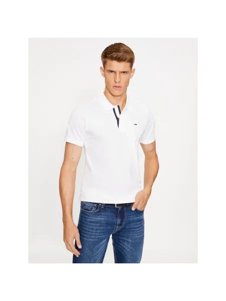 Tommy Jeans Polo majica Placket Slim Fit bela