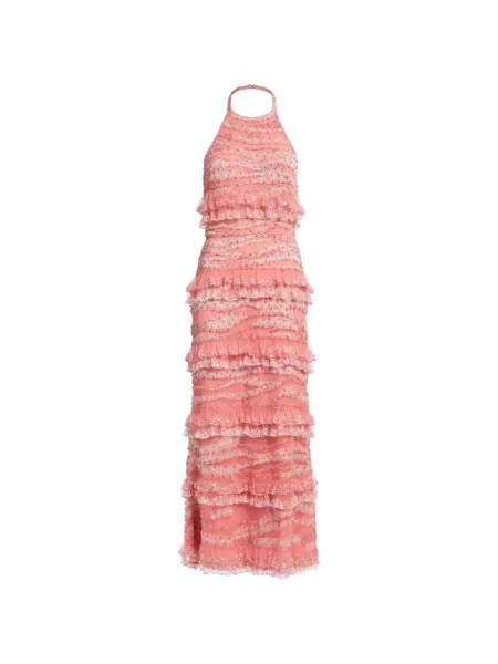 Rochie maxi Elie Saab cu broderie roz