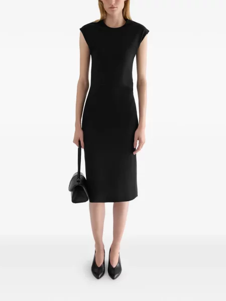 Рокля Jil Sander без ръкави с кръгло деколте черно
